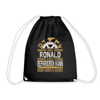 Ronald Name Geschenk Geburtstag - Turnbeutel - Schwarz - Vorne