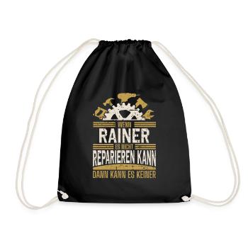Rainer Name Geschenk Geburtstag - Turnbeutel - Schwarz - Vorne