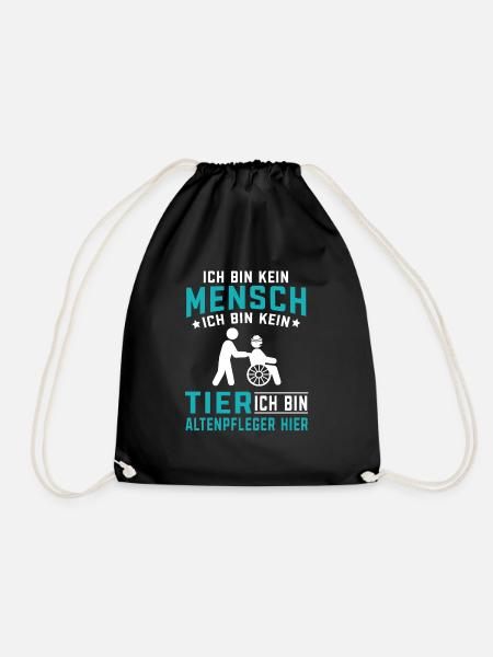 Kein Mensch kein Tier Altenpflege Pflegehelfer - Turnbeutel - Schwarz