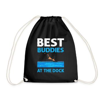 Best friends at the dock. Canin Sport Dog Dock Diving - Drawstring Bag - black - Front