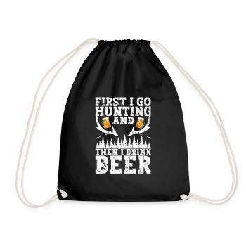 Hunting and beer - Drawstring Bag - black - Front