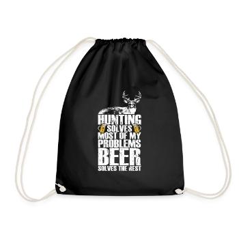 Hunting and beer - Drawstring Bag - black - Front
