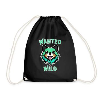 Cool Cartoon Dog - Wanted Wild - Drawstring Bag - black - Front