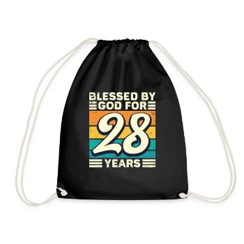 28 Birthday Gift Years Funny Saying - Drawstring Bag - black - Front