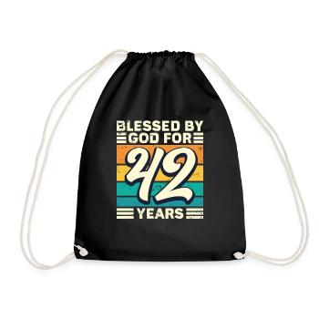42 Birthday Gift Years Funny Saying - Drawstring Bag - black - Front