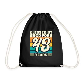 43 Birthday Gift Years Funny Saying - Drawstring Bag - black - Front