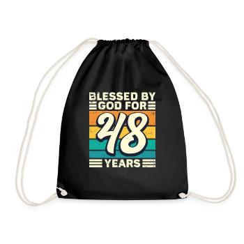 48 Birthday Gift Years Funny Saying - Drawstring Bag - black - Front