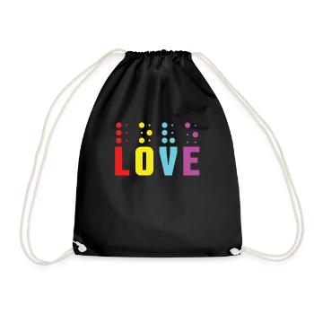 Love Braille Alphabet Braille Language Retro - Turnbeutel - Schwarz - Vorne