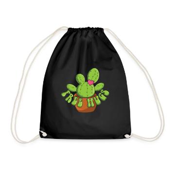 Hug Cactus Funny Farmer Garden Hobby Gardener - Drawstring Bag - black - Front