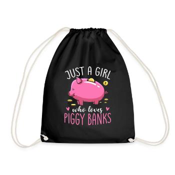 Just A Girl Who Loves Piggy Banks Sparen - Turnbeutel - Schwarz - Vorne