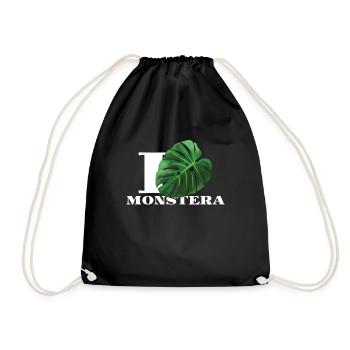 Liebe Monstera Pflanzengarten Hobbygärtner - Turnbeutel - Schwarz - Vorne
