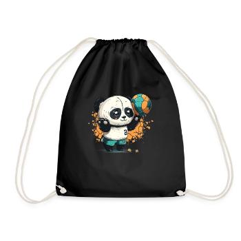 Niedlicher Volleyball-Panda - Baby-Panda beim - Turnbeutel - Schwarz - Vorne