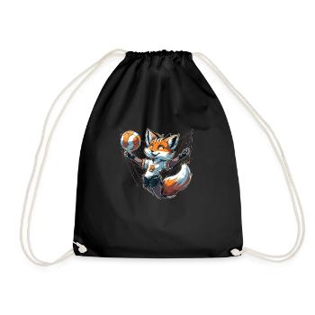 Volleyball Fuchs - Fuchs und Volleyball - Turnbeutel - Schwarz - Vorne