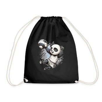 Panda und Volleyball - Cooler Panda beim - Turnbeutel - Schwarz - Vorne