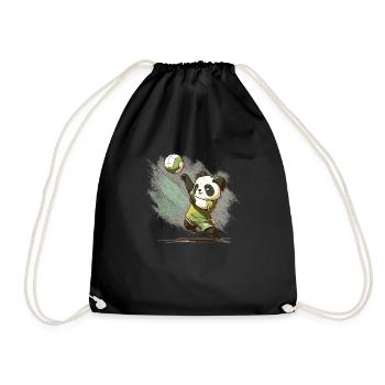 Anime Volleyball Panda - Panda und Volleyball - Turnbeutel - Schwarz - Vorne
