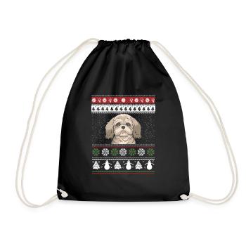 Shih Tzu Christmas - Turnbeutel - Schwarz - Vorne