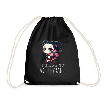 Volleyball Panda Girl - Ich will nur Volleyball - Turnbeutel - Schwarz - Vorne