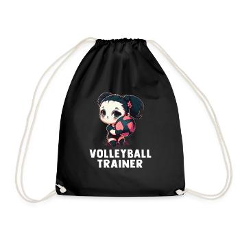 Volleyball Trainer - Niedliches Volleyball Panda - Turnbeutel - Schwarz - Vorne