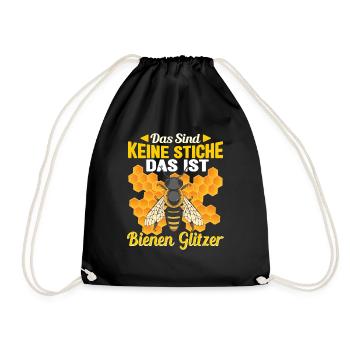 Imker sind keine Stiche das ist Bienen Glitzer - Turnbeutel - Schwarz - Vorne