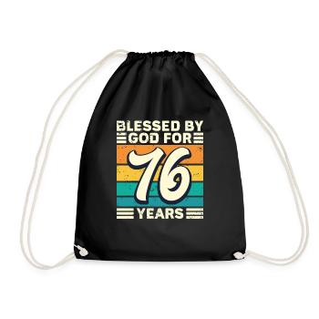 76 Birthday Gift Years Funny Saying - Drawstring Bag - black - Front