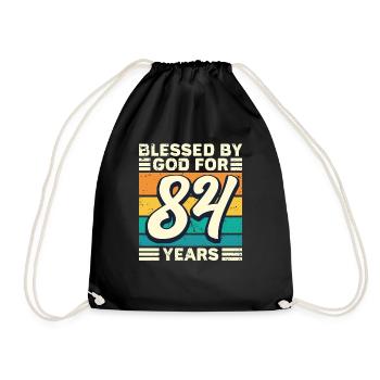 84 Birthday Gift Years Funny Saying - Drawstring Bag - black - Front