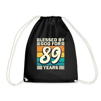 89 Birthday Gift Years Funny Saying - Drawstring Bag - black - Front