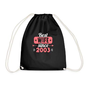20th Wedding Anniversary Best Wife since 2003 - Drawstring Bag - black - Front
