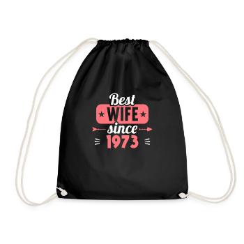 50th wedding anniversary Best wife since 1973 - Drawstring Bag - black - Front