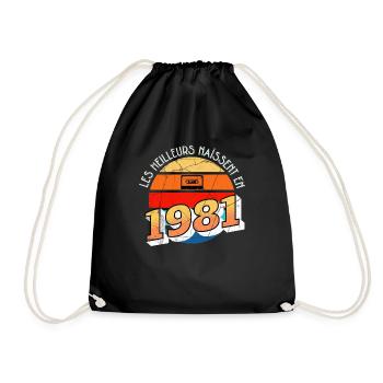 1981 Anniversaire Année de Naissance cadeau humour - Sac de sport léger - noir - Devant
