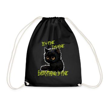It's fine Everything is good Funny Cat Papa Cat M - Drawstring Bag - black - Front
