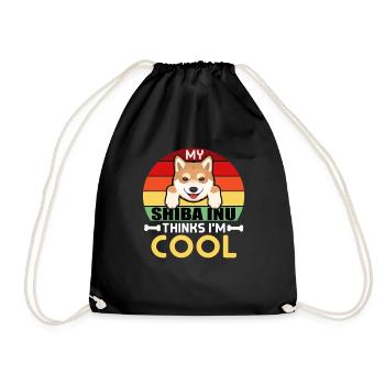 My Shiba inu Think I`m Cool - Drawstring Bag - black - Front