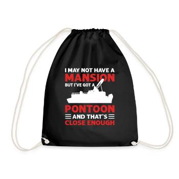 Pontoon boating. Villa on the water. - Drawstring Bag - black - Front