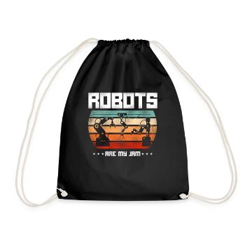 Robot Robotics Engineer Retro - Turnbeutel - Schwarz - Vorne