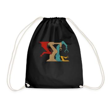 Robot Robotics Engineer Retro - Drawstring Bag - black - Front