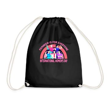 Feminism for Everyone: International Women's Day - Drawstring Bag - black - Front