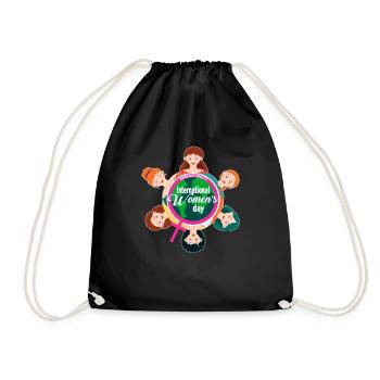 International Women's Day Theme 2023 Embrace Equit - Drawstring Bag - black - Front