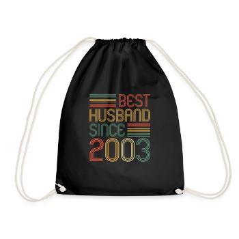 20th Wedding Anniversary Best Husband since 2003 - Drawstring Bag - black - Front