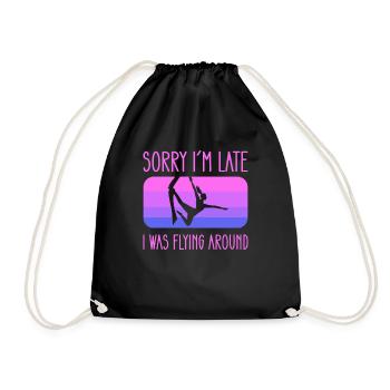 Sorry, I'm late. I flew around. - Drawstring Bag - black - Front