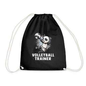 Volleyball Trainer - Niedlicher Volleyball Panda - Turnbeutel - Schwarz - Vorne