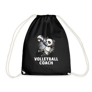 Volleyball Trainer Panda - Panda Volleyball Team - Turnbeutel - Schwarz - Vorne