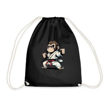 Monkey In Judo Gi - Japanese Martial Arts Monkey - Turnbeutel - Schwarz - Vorne