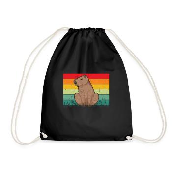 Capybara Animal Rodent Capibara - Drawstring Bag - black - Front