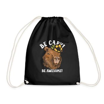 Capybara Animal Rodent Capibara - Drawstring Bag - black - Front