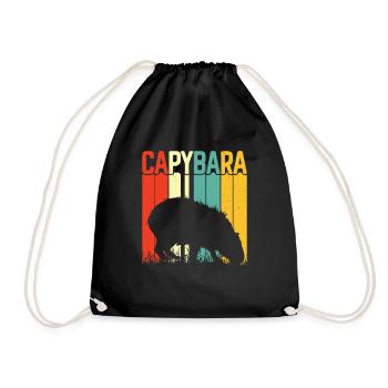 Capybara Animal Rodent Capibara - Drawstring Bag - black - Front