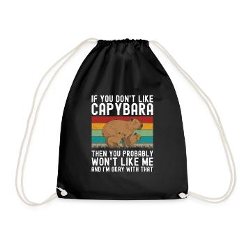 Capybara Animal Rodent Capibara - Drawstring Bag - black - Front