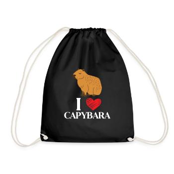 Capybara Animal Rodent Capibara - Drawstring Bag - black - Front
