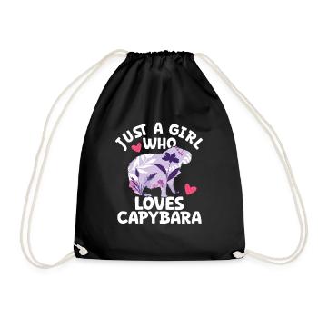 Capybara Animal Rodent Capibara - Drawstring Bag - black - Front