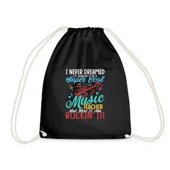Be A Super Cool Music Teacher But Here I Am Rockin - Drawstring Bag - black - Front
