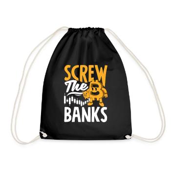 Screw The Banks Freedom Cryptocurrency BTC - Turnbeutel - Schwarz - Vorne