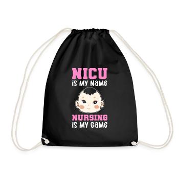 NICU Ist Mein Name, Krankenpflege Ist Mein Spiel. - Turnbeutel - Schwarz - Vorne